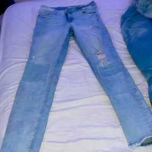 Blue patched jeans